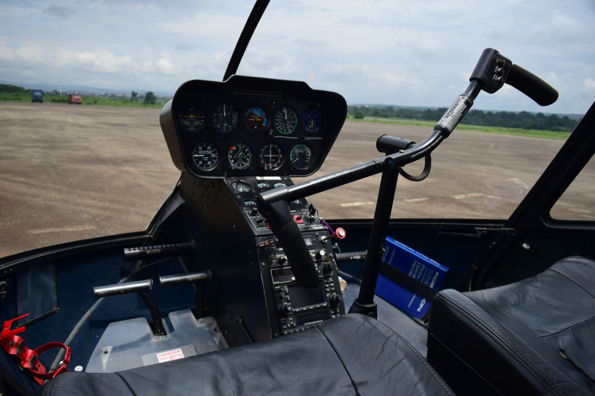 a view of the cockpit of a small plane